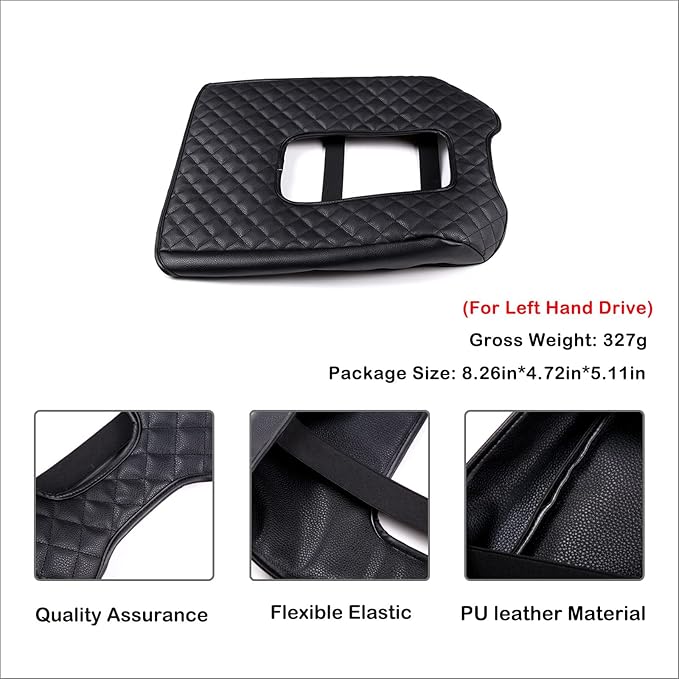 Aunginsy Leather Center Console Armrest Cover Compatible with Toyota Tundra 2014-2021, Car Armrest Pad Seat Box Cover Cushion Lid Anti-Scratch Protector Waterproof Plaid Black Interior Accessories
