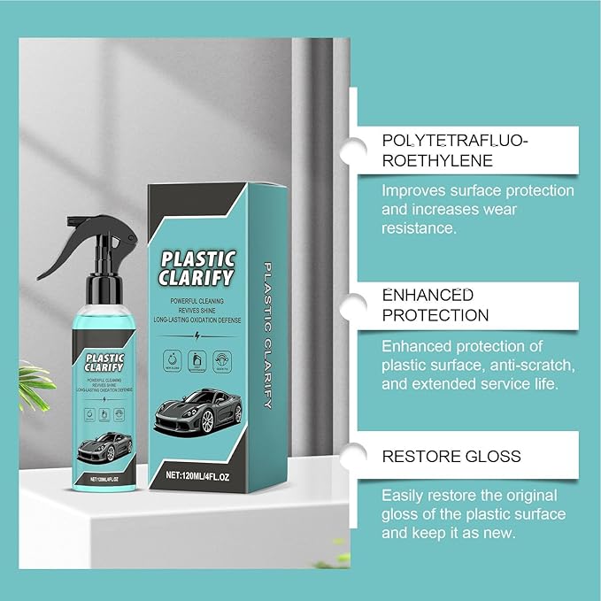 Car Trim Restorer - 120ml Professional Spray Cleaner | Handmade Craft Artistic Detailing Durable Shine & Easy Use Features with Towel and Sponge for Automotive Interior Dashboard