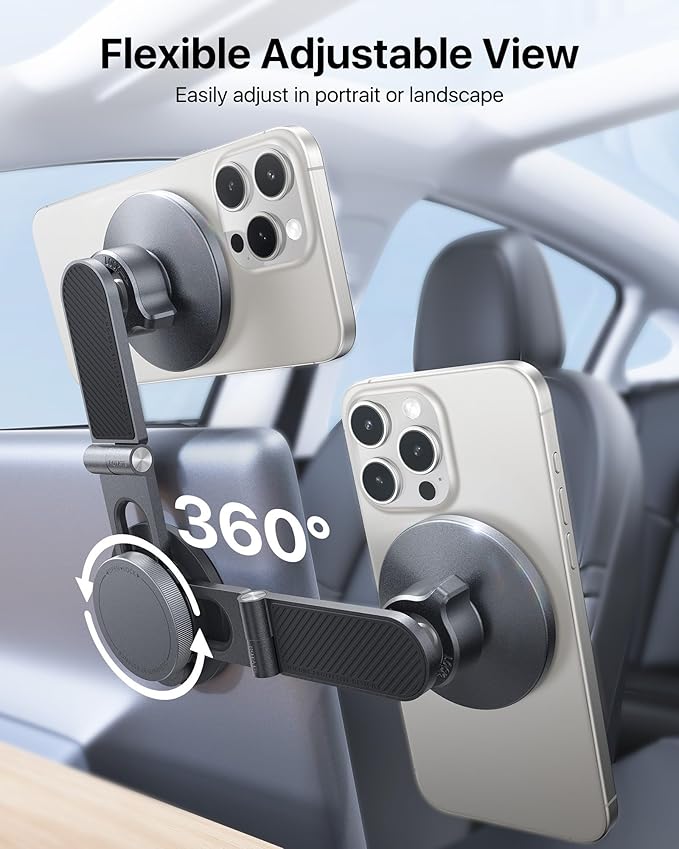 andobil Upgrade Tesla Phone Mount [Strong Magnet & Foldable] MagSafe Car Mount for Tesla New Model Y Juniper Model 3, 360° Adjustable Tesla Phone Holder fits iPhone 17 16 15 Pro Max, Tesla Accessories