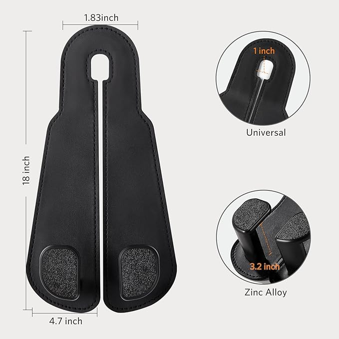 CoBak Extra Wide Car Seat Back Hooks, Premium Stitched Leather Headrest Hangers with Wide Slot Structure, Universal for Any-Width Purses, Handbags, Bags (2 Pack), Black