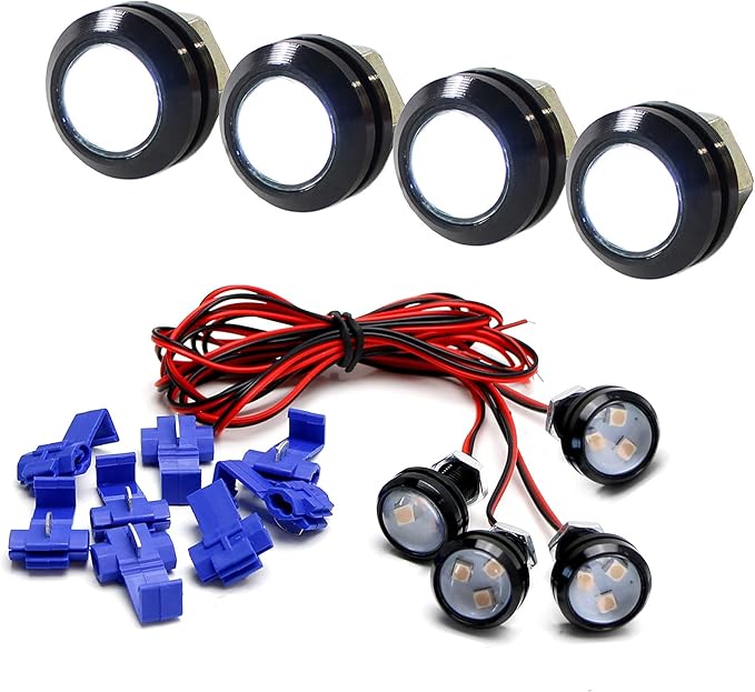 iJDMTOY 4pc Set Custom Retrofit Xenon White Front Grille Mesh Mount LED Lighting Kit Compatible with Trucks SUVs