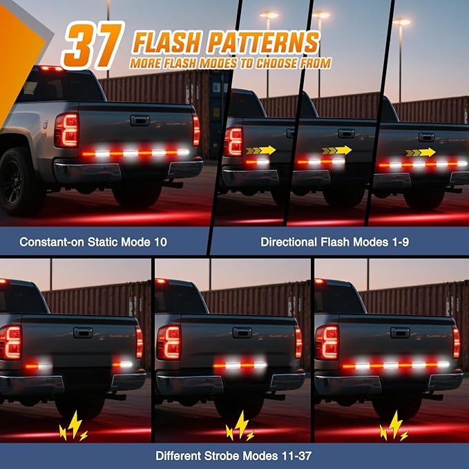 Nilight 60 Inch Emergency Strobe Light Strips with Controller, 384LED Flashing Warning Hazard Safety Rear Window Tailgate Lights for Truck Trailer Construction Plow Pickup Tow SUV Vehicles, Red White