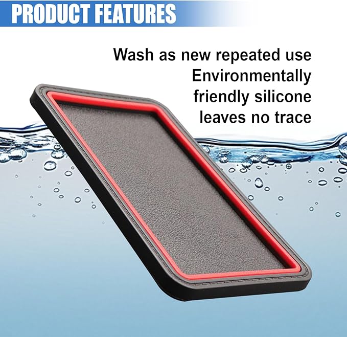 Car Dashboard Anti-Slip Grip Mat, Cell Phone Holder Gel Pad, Multifunctional Dashboard Sticky Pad, Universal Vehicle Interior Accessories for GPS, Keychains, Sunglasses (Red)