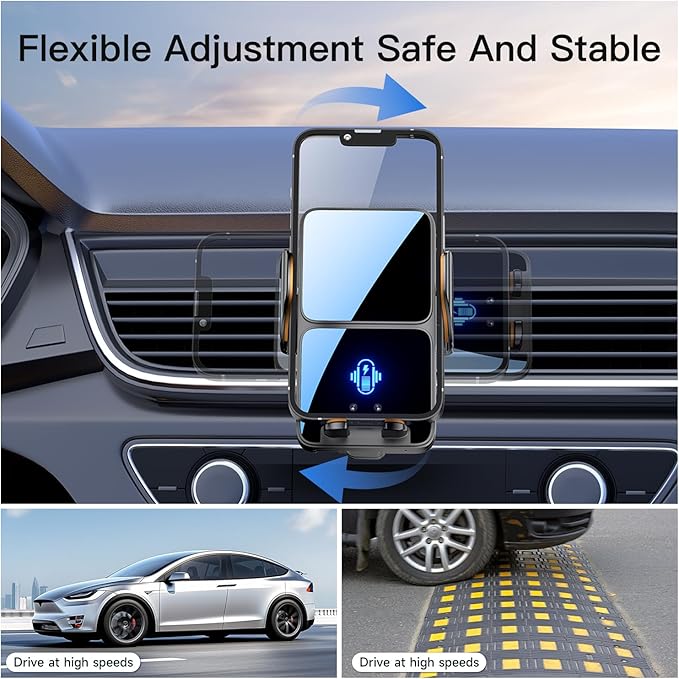 Wireless Car Charger,15W Fast Charging Auto-Clamping Car Charger Phone Mount Air Vent Cell Phone Holder,Fit for iPhone Android and All Smartphones