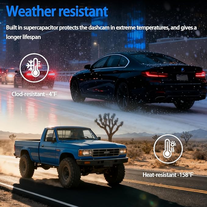 Dash Cam Front and Rear with 32GB Card, Dash Camera for Cars 1080P Front and 720P Rear, Loop Recording, Night Vision, HDR, G-Sensor, Reversing lmage Assist