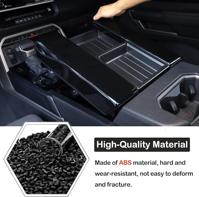 Car Center Console Armrest Protector Cover Compatible with Toyota Tundra 2022+ & Sequoia 2023+, Central Armrest Seat Storage Box Cover Cushion Lid Protector Pad Waterproof Anti-Scratch ABS Accessories