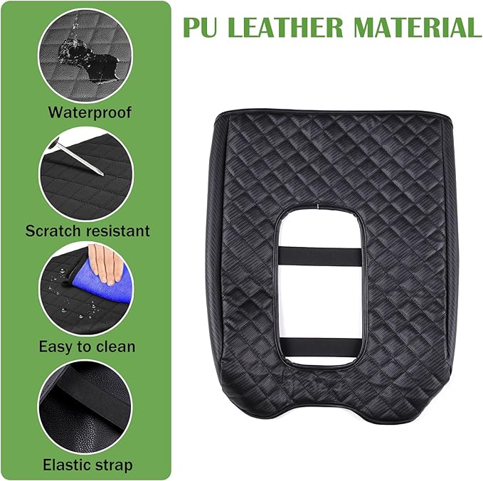 LLKUANG Car Center Console Armrest Cover Pad Fit for Toyota Tundra 2007-2021 Waterproof Leather Seat Armrest Box Cushion Pad Protector (Carbon Fiber Texture)