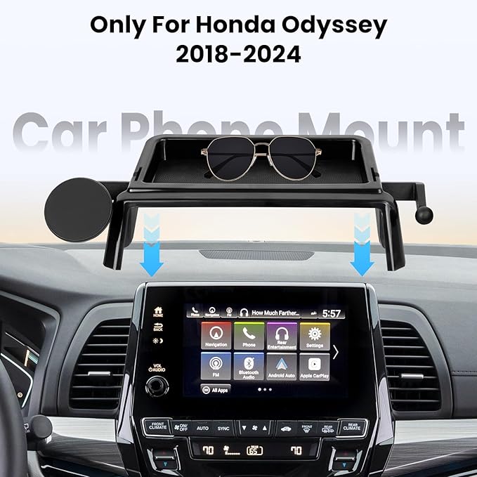 Magnetic Car Phone Holder W/Center Console Organizer-Compatible with Honda Odyssey 2018-2024 Accessories Screen Fixed Clip,360°Rotation Phones mount Stand Compatible with MagSafe,(Not Fit 5 inch )