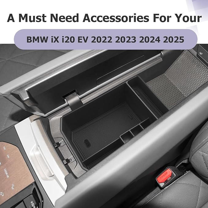 LUWU 2025 2026 B MW iX Center Console Organizer for 2022-2026 B MW iX xDrive45 xDrive60 M70 Accessories Armrest Console Storage Box Armrest Organizer Insert Tray Glove Organizer Tray ABS Material