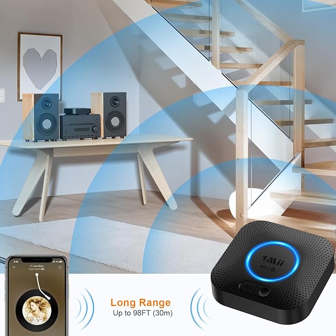 1Mii B06+ Bluetooth Receiver, Hi-Fi Wireless Audio Adapter, Bluetooth 5.3 Receiver with 3D Surround aptX HD aptX Low Latency for Home Music Streaming Stereo System