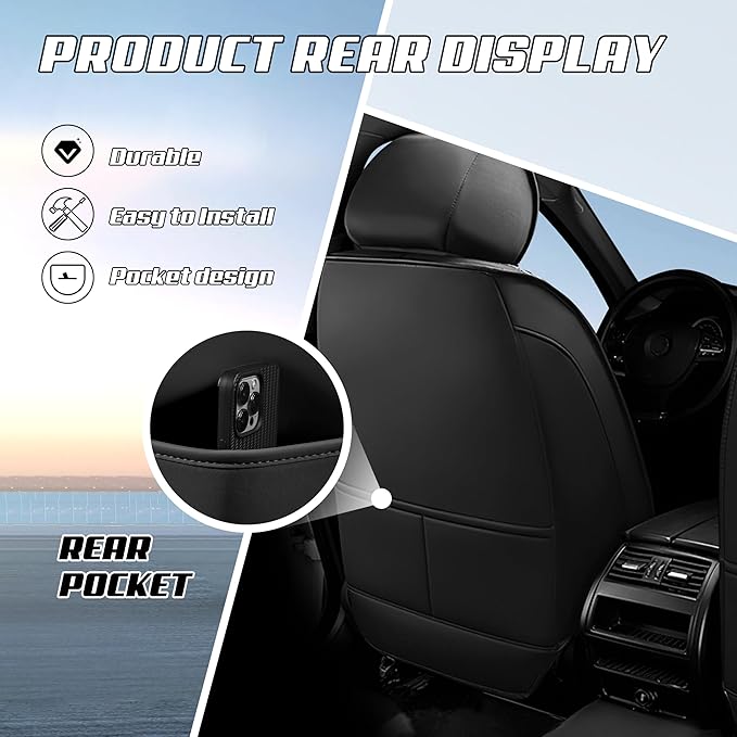 Car Seat Covers Fit for Infiniti g37 2000-2026, Stylish Sport Seat Covers, Waterproof Wear-Resistant Premium Nappa Leather Car Seat Cover.(Full Set with Pillow/Black)