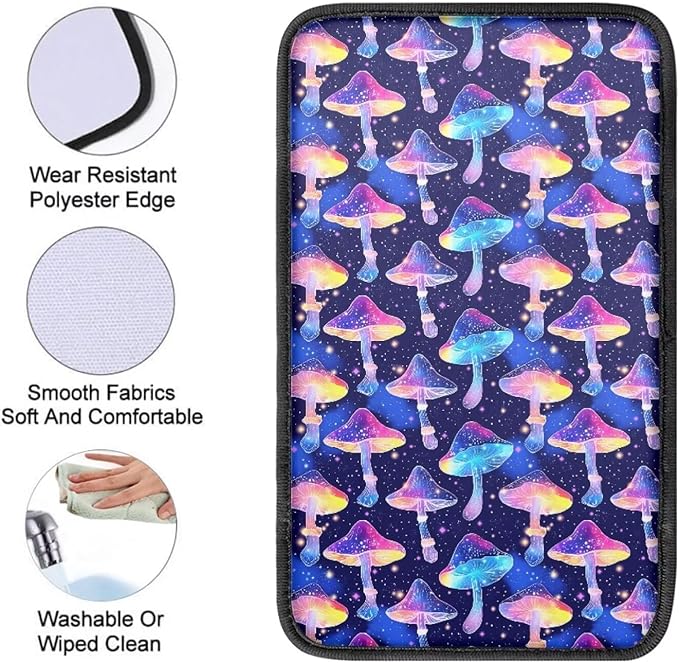 UNICEU Galaxy Mushroom Print Car Accessories Soft Comfy Armrest Cover Pad Neoprene Car Center Console Armrest Protector Cover Universal Fit Trucks SUV Van