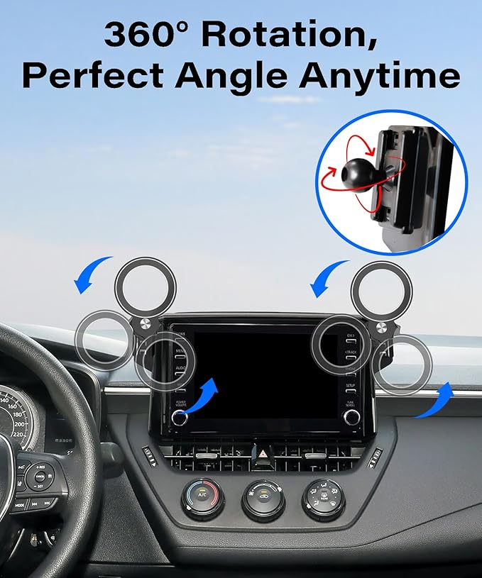 Car Phone Holder for Toyota Corolla 2020-2026/Corolla Cross 2022-2026 Accessories Apply to 8 Inch Touch Screen Fixed Clip Magnetic Cell Phone Mount Hands-Free 360 Degree Rotation