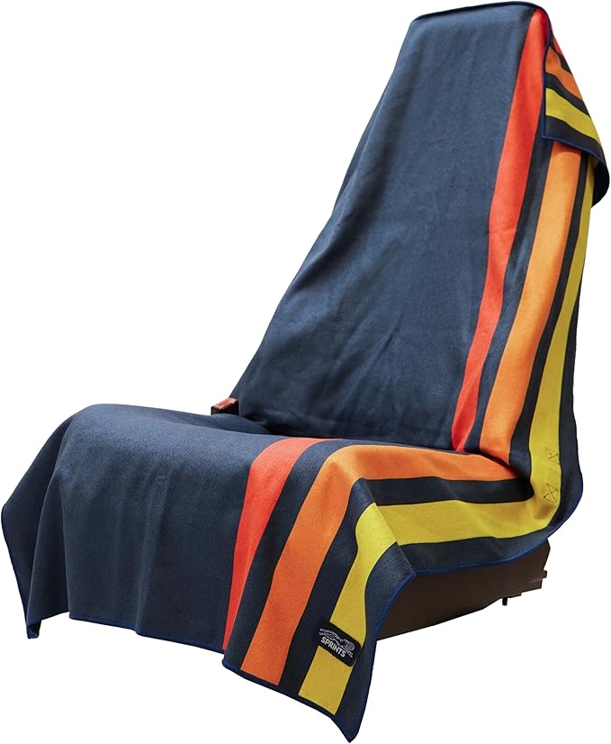Sprints Athletic Running Towel, Full-Sized, Car Seat Cover - Performance Microfiber (Racing Stripes)