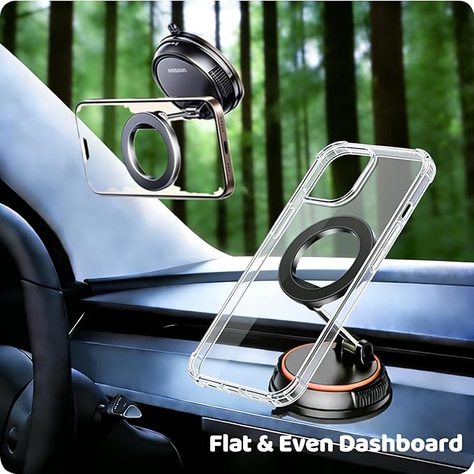 Upewefi 2026 Upgraded Car Phone Holder for Mag Safe, 3500gf Strongest Magnetic, 360° Adjustable Car Phone Holder, Phone Holders for Your Car, Car Mount for iPhone 17 16 15 14 13 12 (1pcs-BlackOrange)