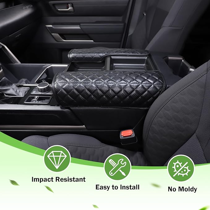 Center Console Armrest Cover Protector Pad Compatible with Toyota Tundra Sequoia 2022-2025 Leather Car Console Armrest Seat Cushion Waterproof Armrest Cushion Lid Interior Accessories (Style D)