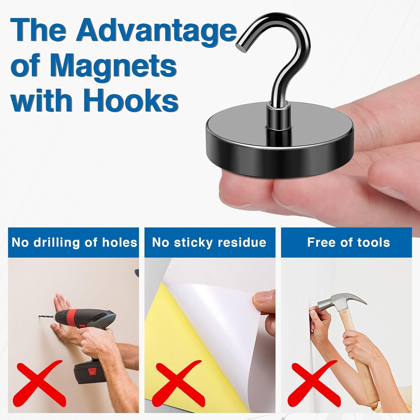 LOVIMAG Magnetic Hooks Heavy Duty, 150LBS Magnet Hooks for Cruise Cabin, Cruise Door Magnets with Epoxy Coating for Hanging, Strong Neodymium Magnets for Ceiling, Home Improvement Must Haves-6 Pcs