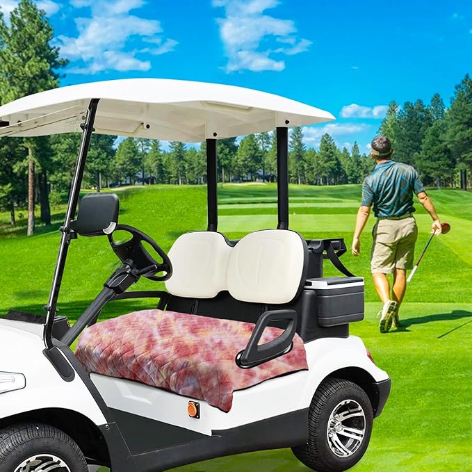YOKYHOM Golf Cart Seat Covers for 2 & 4 Passenger Carts, Thick Short Plush with Non-Slip Backing, Ultra Soft Seat Towel Blanket, Fits EZGO, Club Car, Yamaha, 51"x30.5", Colorful Red