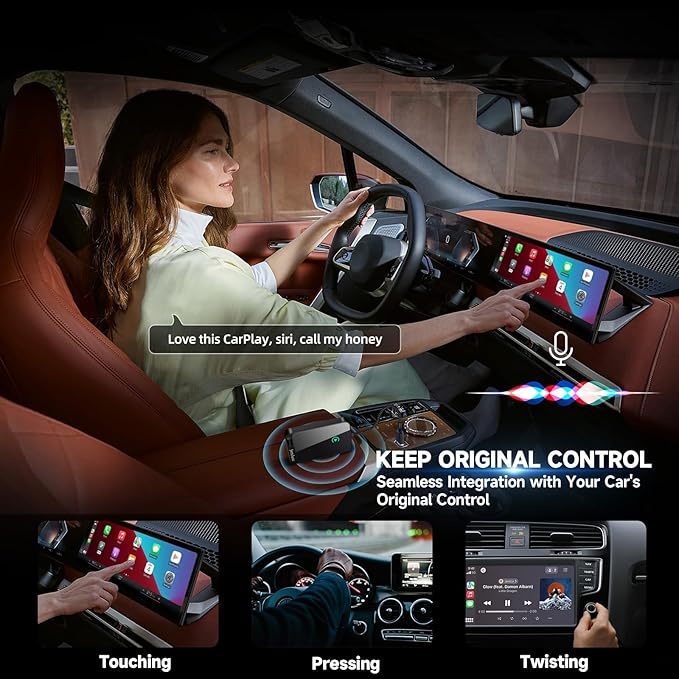 Jemluse Wireless CarPlay Adapter for Apple iPhone - Multi-User Seamless Connection for Convert Wired to Wireless Car Play Adapter - No Latency from iOS 10+ to Screen w/USB C (All Black)