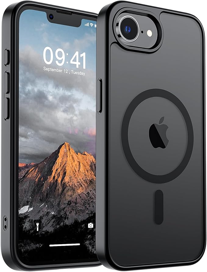 SUPFINE Magnetic for iPhone 17e Case/iPhone 16e Case (Compatible with MagSafe)(Military Grade Drop Protection) Slim Translucent Matte Shockproof with Anti-Fingerprint Phone Cover,Black