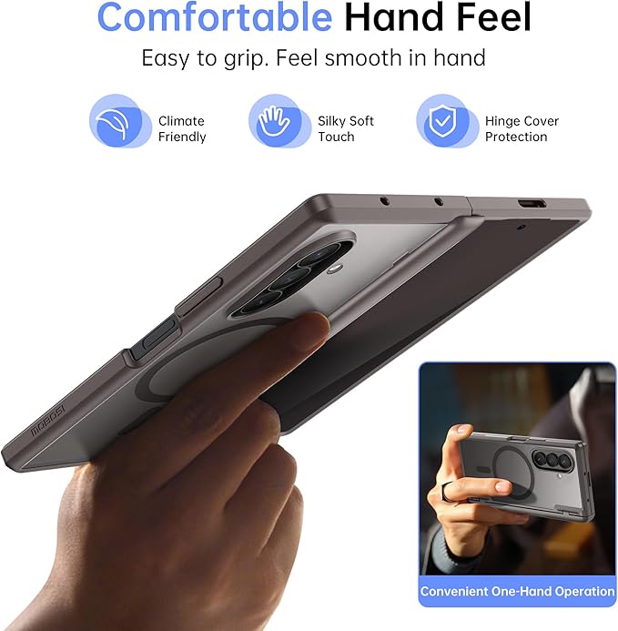 MOBOSI Magnetic for Z Fold 7 Case with Privacy Screen Protector, Samsung Galaxy Z Fold7 Cover[Compatible with Magsafe & Full Body Hinge Protection] Shockproof Phone Cases for zfold 7, Gray