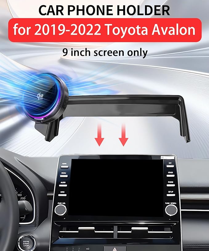 Qi2.2 25W Magnetic Car Mount Charger for Toyota Avalon 2019 2020 2021 2022 Accessories, for Fast Charging Cell Phone Holder 9 Inch Screen Fixed Clip with Cooling Fan＆54W Fast Adapter