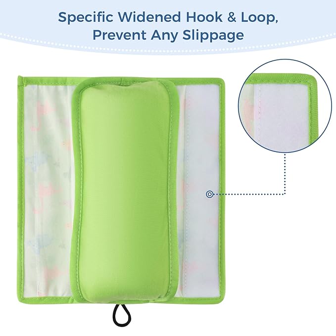 COOLBEBE Seat Belt Pillow for Kids, Extra Soft Toddler Travel Pillow for Car Seat, Universal Carseat Strap Cushion Pads for Childs Baby People Adults, Green Dinosaurs
