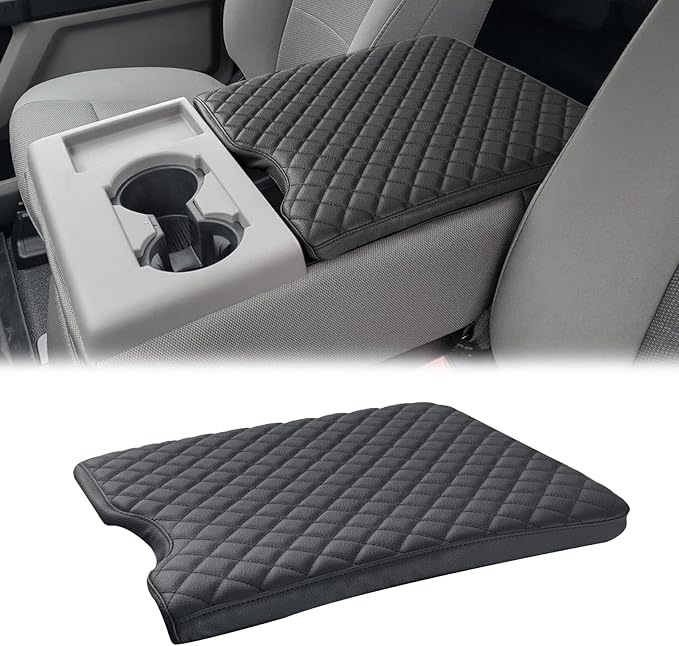 JDMCAR Armrest Cover Compatible with 2015-2024 2025 Ford F150 Accessories, 2017-2025 F250 F350 F450 with 40/20/40 Jump Seat, Customized Anti-Scratch Leather Armrest Lid Protector Pad (Jump Seat Only)
