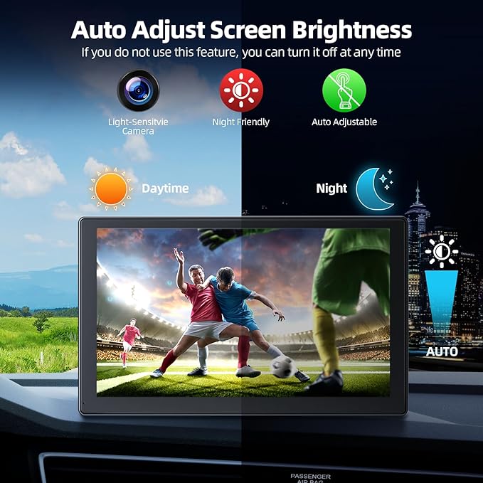 Volam 9" Wireless Carplay Screen for Car with 2.5K + 1080P Dash cam and Backup Camera Support Apple Carplay and Android Auto Car Play with Voice Assistant Bluetooth GPS Navigation AUX