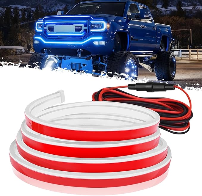 DIBMS 71" High Brightness Car Hood Gap LED Strip, LED Car Ambient Light, Dynamic Scan Activated Design, Daytime Driving Kits, Car Accessories Eclipse LED Lights (Blue)