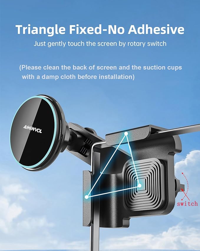 for Qi2 15W Tesla Magsafe Charger [Heat Restriction], Tesla Phone Mount Charger for Model Y/3 Screen[Stable Metal Holder], Wireless Fast Charging for iPhone 17 to 12 Series with 40″ C-C Cable