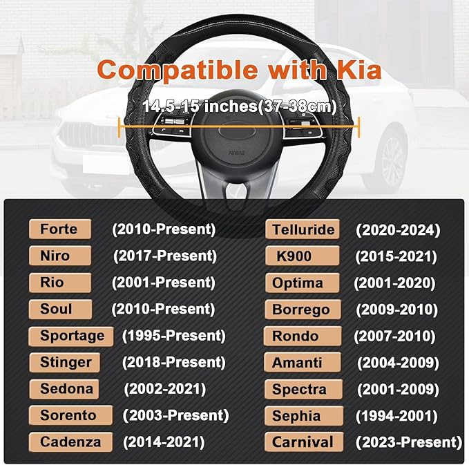 GIANT PANDA Steering Wheel Cover for Kia Soul,Sportage,Forte,Optima,Telluride(3D Honeycomb-Red-Standard Size)