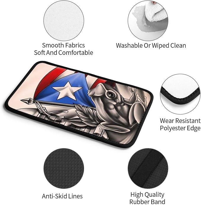 Puerto Rico Rican Flag Frog Car Handrail Box Cushion Auto Center Console Cover Car Center Console Cushion Pad Waterproof Car Armrest Seat Box Cover Fit for Car Truck Rv SUV, Black