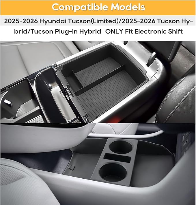 LFOTPP for Hyundai Tucson Electronic Shift Models Center Console Organizer - 2025 2026 Hyundai Tucson Middle Armrest Storage Tray,Non-Slip 3PCS Interior Accessories - ONLY Fit with Electronic Shift