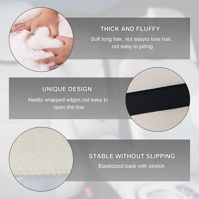 Center Console Cover, 11.81"×7.87" Automotive Fluffy Plush Center Armrest Protector, Universal Furry Comfortable Center Console Pad for Cars Trucks SUVs, Car Accessories (Black)