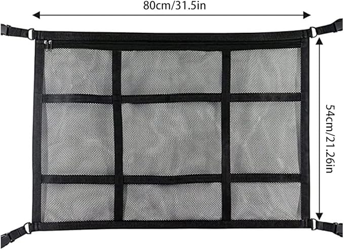 Car Ceiling Cargo Net Pocket Car Roof Storage Organizer Elasticity Mesh Car Roof Storage Organizer 31x21 Car Camping Long Journey Storage Bag for Car SUV Tent Clothes Blankets ZHAZHAMO