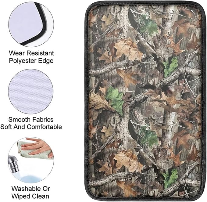 Dreaweet Camo Hunting Car Console Armrest Cover, Neoprene Center Console Pad Covers Cushion Soft Car Arm Rest Box Cover Protector Auto Accessories for Women Men