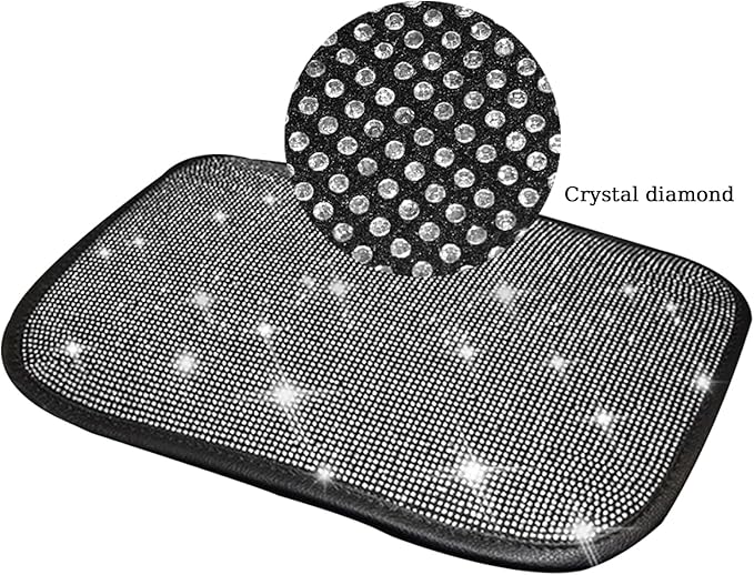 BetterJonny Auto Bling Car Armrest Cover, Crystal Rhinestone Auto Center Console Cover Pad Non-Slip Car Arm Rest Cushion Pad Universal Bling Car Accessories for Most Car (13.2 X 9.3 Inch)