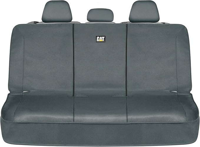 CAT Flexfit™ Gray Rear Seat Cover for Car, SUV, & Truck - Durable Canvas Material Back Car Seat Covers 60/40 Split Bench Protector - Back Seat Cover & Back Seat Protector Interior Accessories