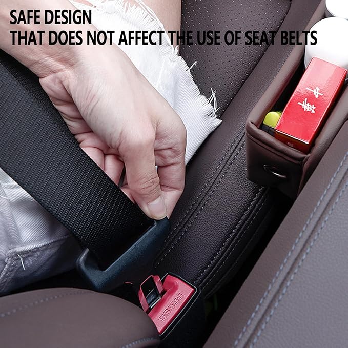 Car Seat Gap Filler 2 Pack Car Gap Filler Seat Organizer Front Seat Leather Car Accessories, Car Essentials for SUV Truck, Adjustable Seat Gap Filler Organizer (Brown，1 Pack)