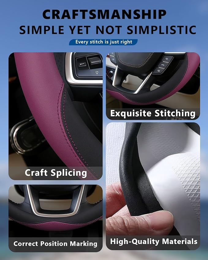 Heavy-Duty Steering Wheel Cover for RV Trucks & Campers - Non Slip Covers, Steering Wheel Grip for Motorhomes & Recreational Vehicles, Fits Oversized 15.5-16 Inch Wheels (Purple)
