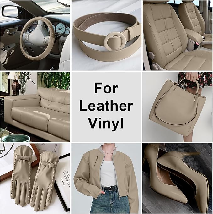 Beige Leather Recoloring Balm, Leather Color Restorer Conditioner, Leather Repair Kits for Vinyl Furniture, Sofa, Car Seats, Shoes - Repair Leather Color on Faded & Scratched Leather Couches