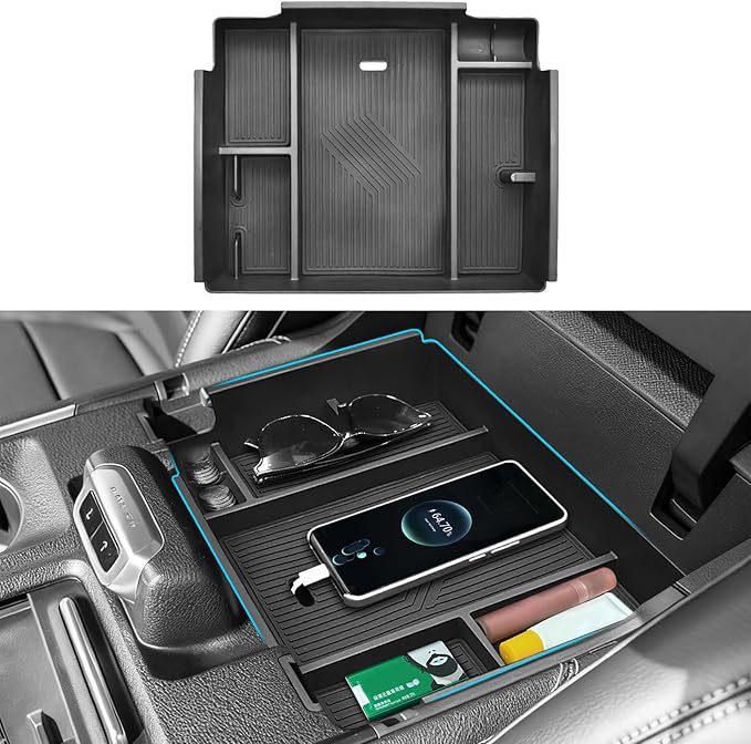 Upgrade Center Console Organizer Compatible with 2025 2026 Ford Expedition Active/Platinum/Tremor/King Ranch - Middle Armrest Storage Box Insert Tray Adopt ABS Material (Not for the 2023-2024 Model)