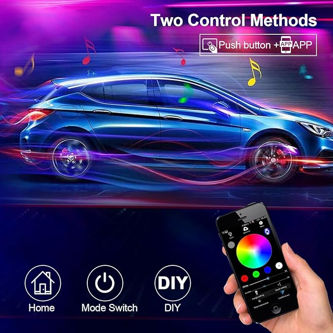 Dreamcolor Interior Car Strips Lights: Led Acrylic Light 22 in 1 RGB Ambient Lighting with Wireless App for Cars - 16 Million 175 Inches 600 Led Music Sync Led Lights Kits