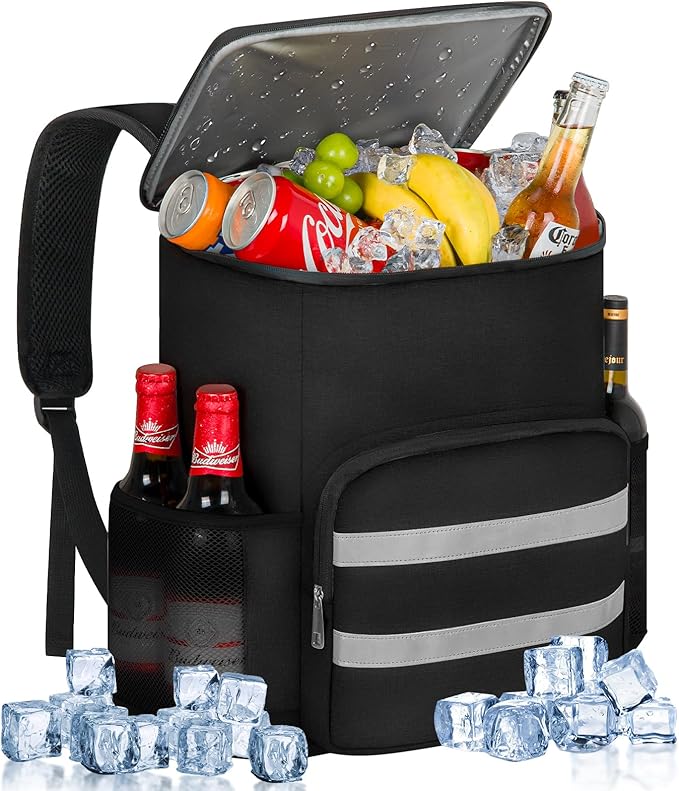 Cooler Backpack - 54 Cans Insulated Leak Proof Cooler Bag for Men & Women, Portable Picnic Camping Beach Hiking BBQ Lunch Backpack for Men and Women -Black
