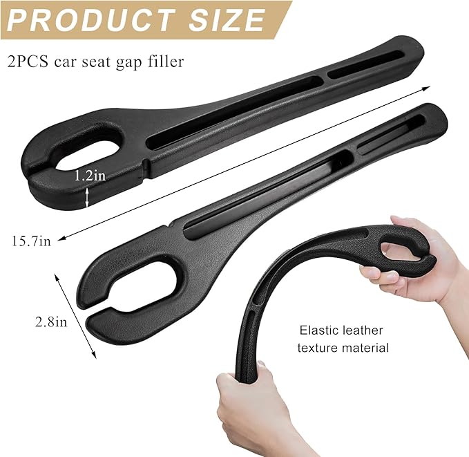 2 PCS Car Seat Gap Filler Organizer, Multifunctional Gap Fillers Between Seat and Center Console, Recessed Storage Organizer Stop Things from Dropping for Car Truck SUV (Black)