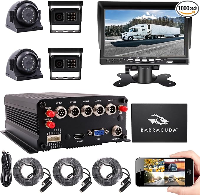 JOINLGO 4CH GPS 4G WiFi 1080P HDD/SSD/SD Drive Mobile Vehicle Car DVR Video Recorder Kit Live View on PC Phone with 4pcs Side Rear View IR Metal Car Camera (1TB ssd Included)