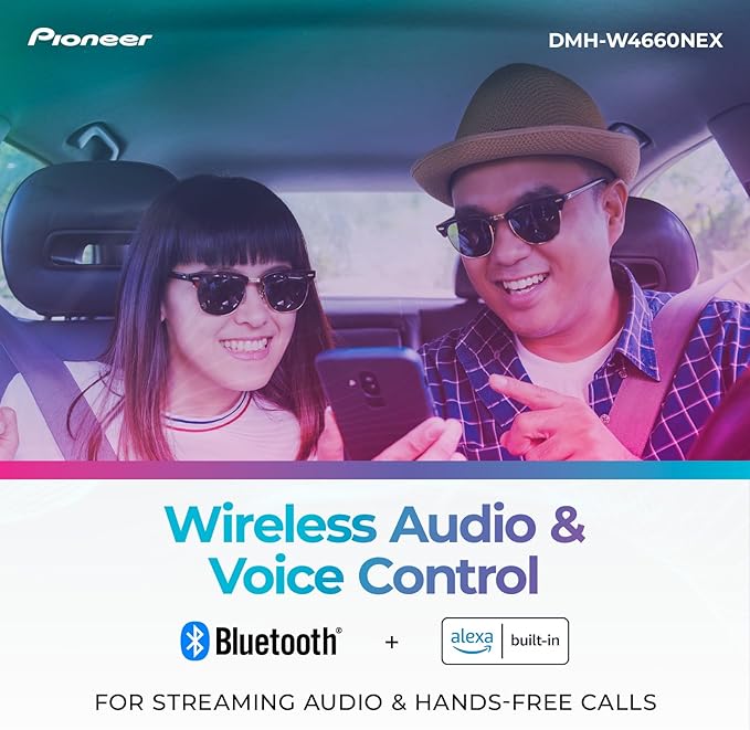 Pioneer DMH-W4660NEX 6.8" Capacitive Touchscreen, Double Din – Wireless & Wired Apple CarPlay & Android Auto, Amazon Alexa Built-in, Bluetooth, HD Radio, Backup Camera, FLAC, Hi-Volt RCA