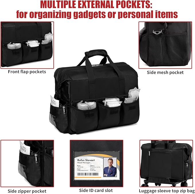 Nurse Rolling Medical Duffle Bag Work Nursing School College Student Must Have Clinical Home Health Cna Nr Gifts Carry On Bag with Wheels Doctor Emt Ems Healthcare Equipment Homecare Physician (Black)