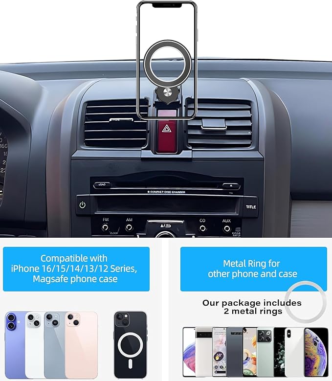 Car Phone Holder for Honda CR-V 2007-2011 CRV Accessories Compatible with MagSafe Hands-Free 360 Degree Rotation Adjustable Cell Phone Mount Does Not Affect Air Vent